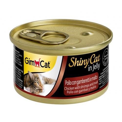 Gimcat Yeni Shinycat Öğünlük Konserve Kedi Maması-Tavuklu Karidesli Malt Özlü 70gr