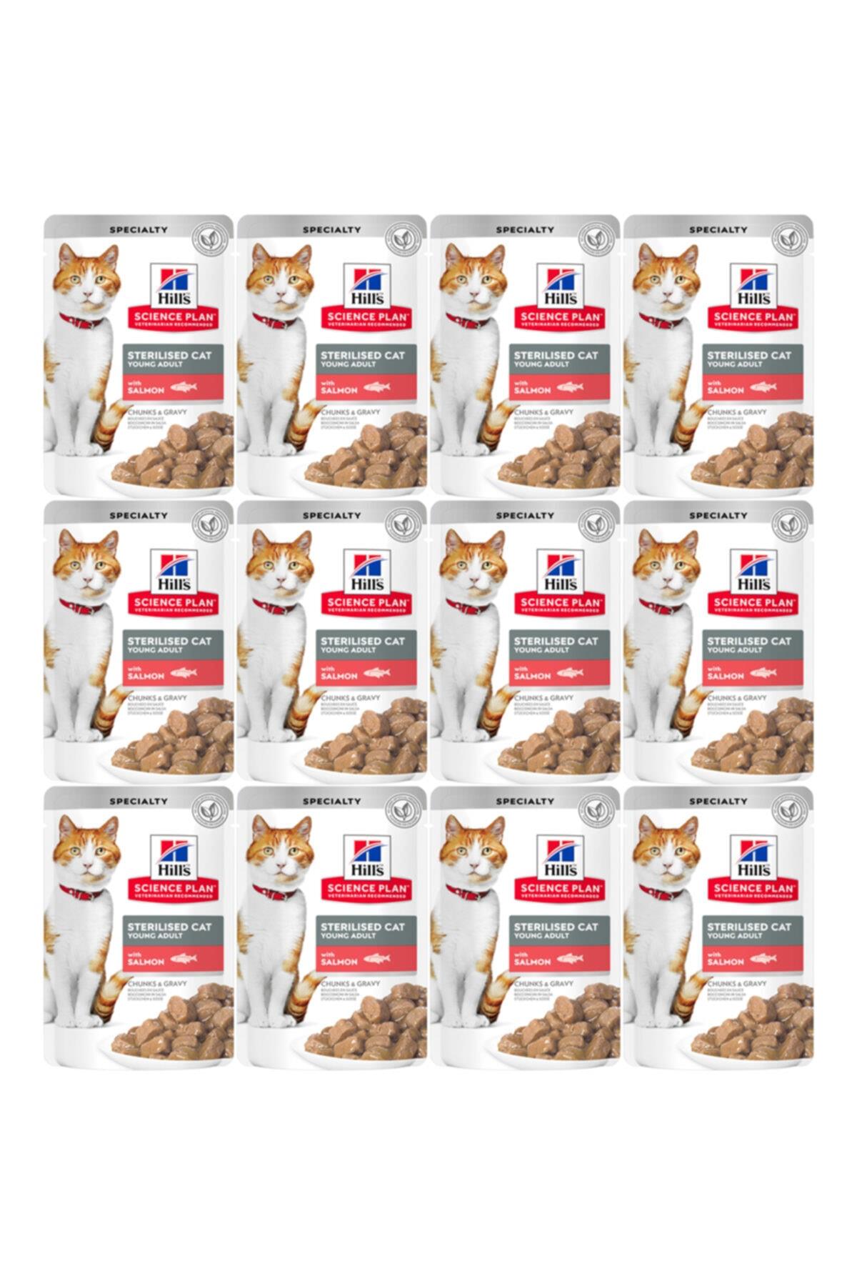 Hills Somonlu Kısırlaştırılmış Sterilised Yetişkin Yaş Kedi Maması 85gr X 12 Adet