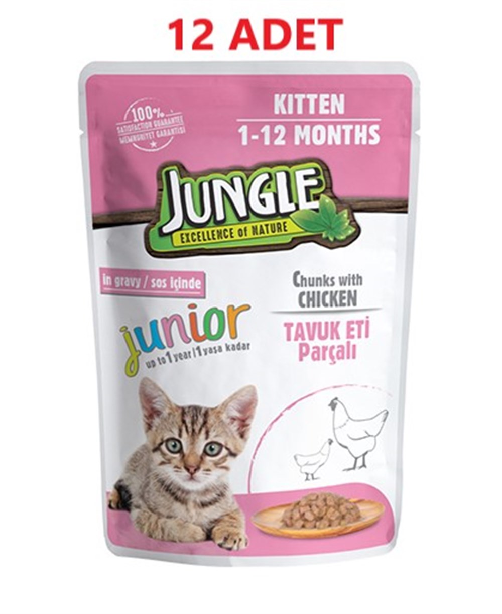 Jungle Pouch Yavru Kedi Tavuklu 100 Gr X 12 Adet