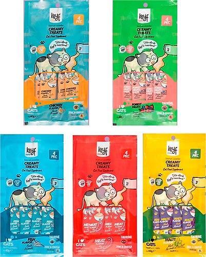 Keyf Creamy Treats 5 Çeşit Karma Sıvı Kedi Ödülü X 4 Adet