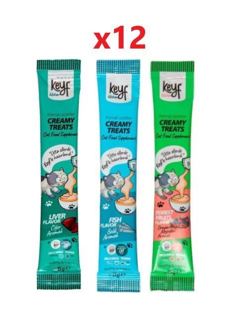 Keyf Creamy Treats Karışık Sıvı Ödül x 12 Adet