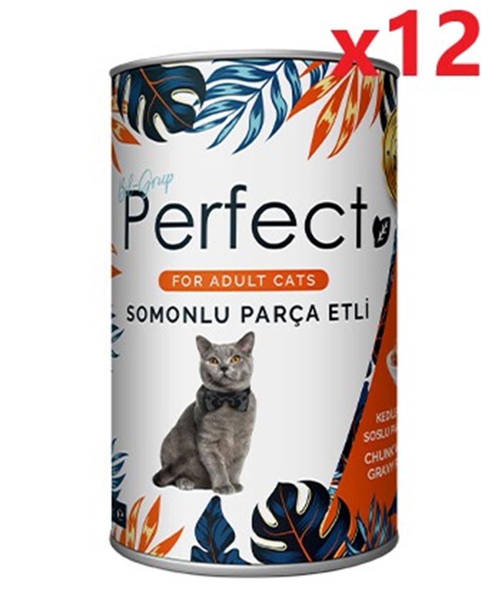 Perfect Somonlu Parça Etli Yetişkin Kedi Maması 400 gr x 12 Adet