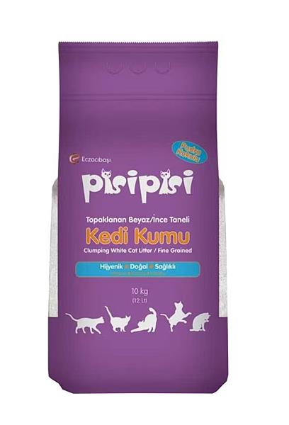 Pisi Pisi Pudra Kokulu Ince Taneli Topaklaşan Kedi Kumu 10 Kg