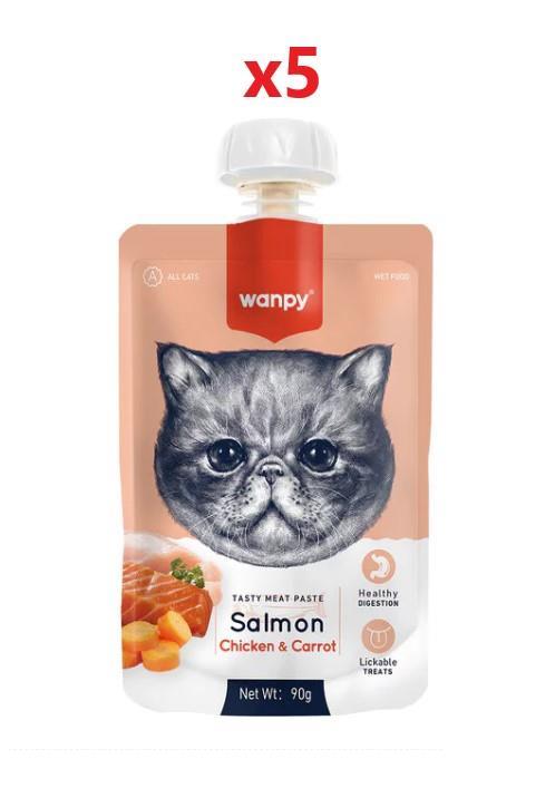 Wanpy Somonlu Tavuklu ve Havuçlu Sıvı Kedi Ödülü 90 Gr x 5 Adet