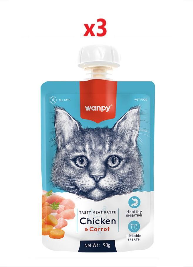 Wanpy Tavuklu ve Havuçlu Sıvı Kedi Ödülü 90 Gr x 3 Adet