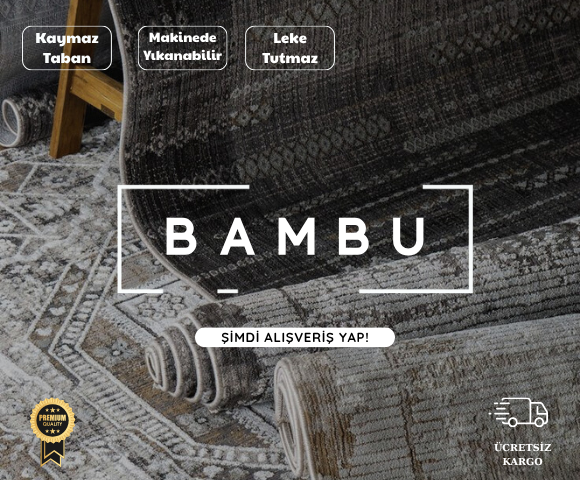 Kaymaz tabanlı, leke tutmaz yıkanabilir bambu halı