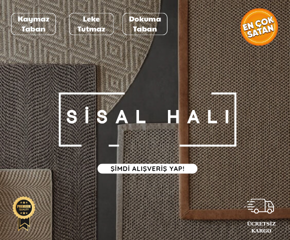 Kaymaz tabanlı, leke tutmaz modern sisal halı