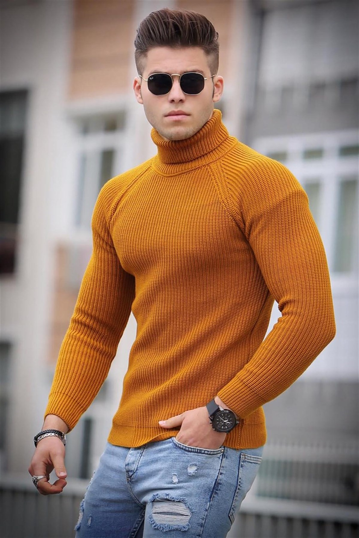 Madmext Mustard Turtleneck Jumper