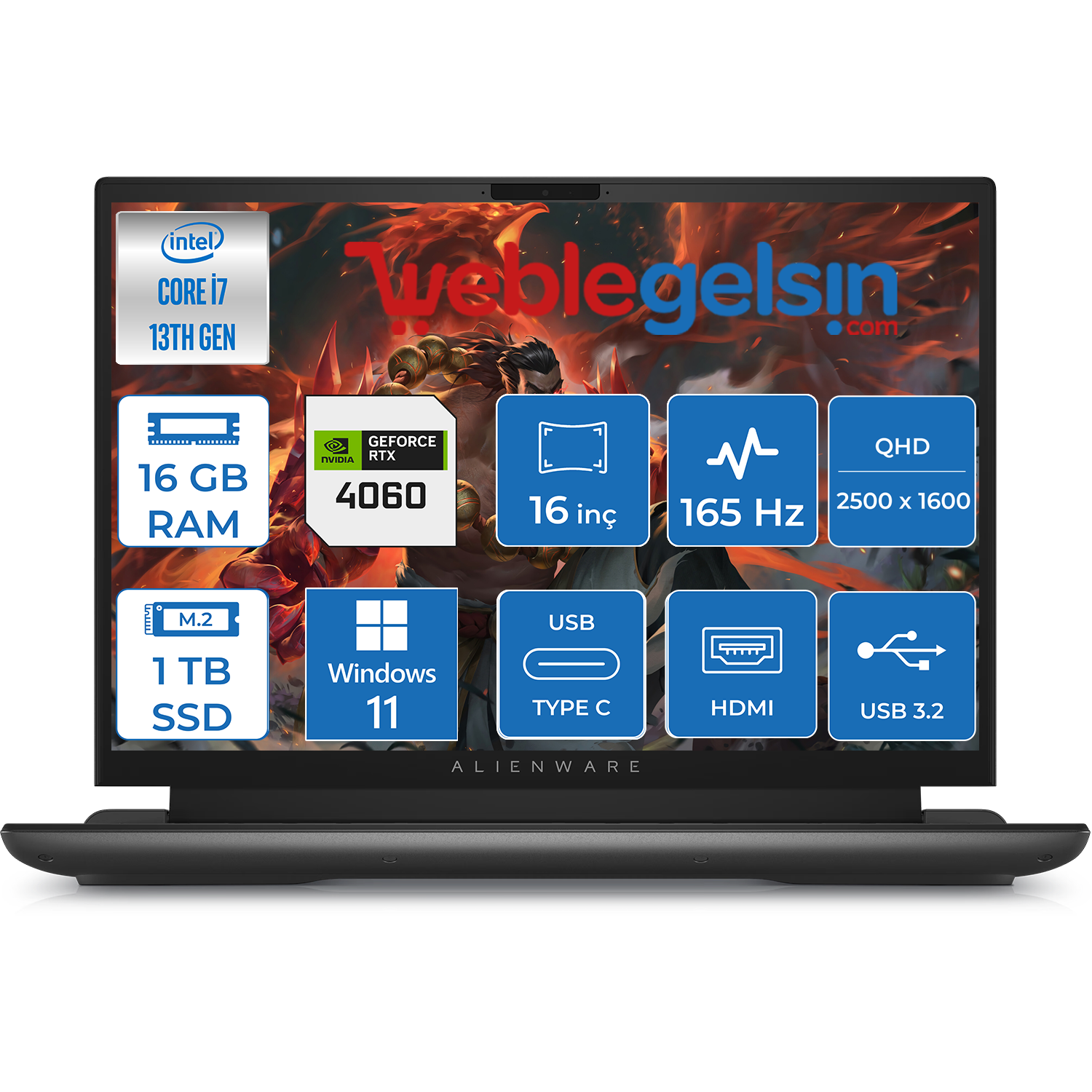 Dell Alienware M16 R1 Intel Core i7-13700HX 16GB DDR5 1TB SSD RTX4060 ...