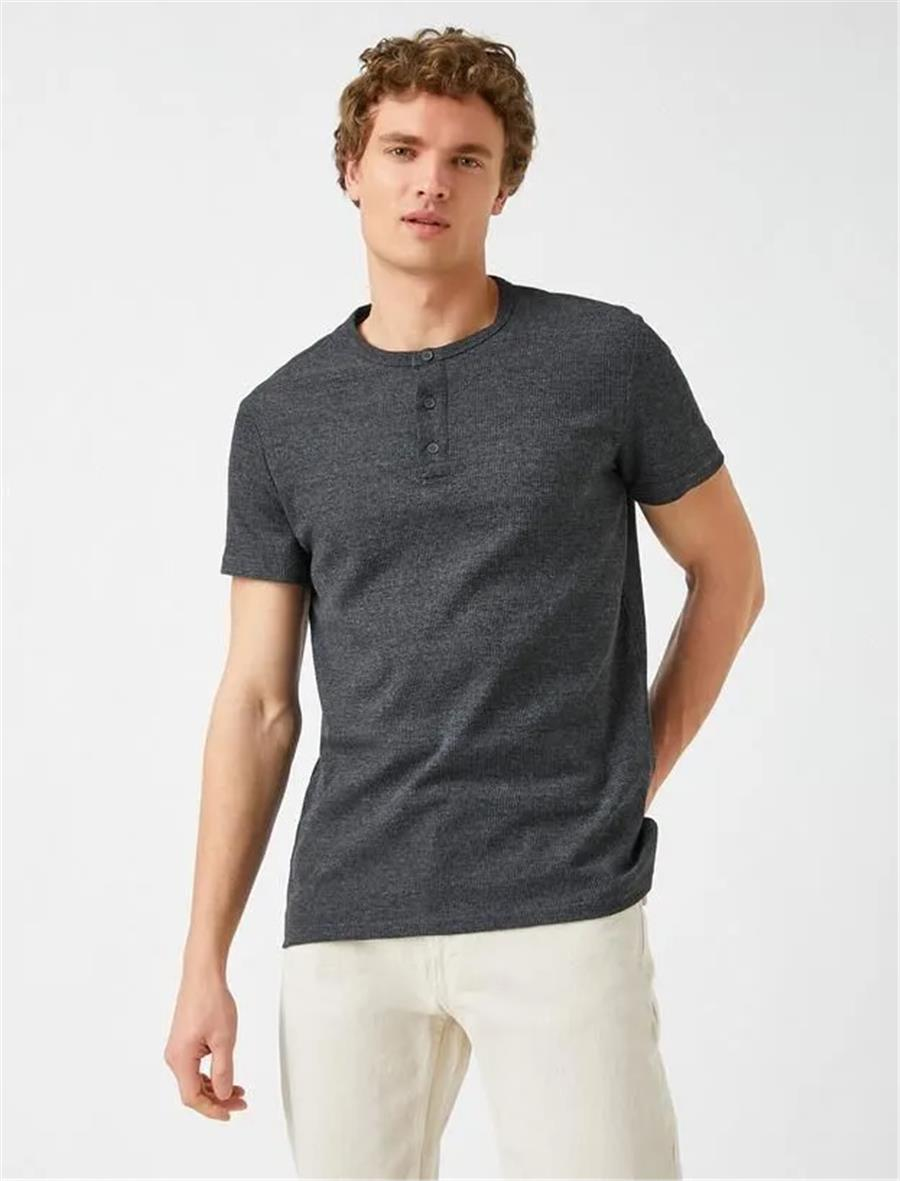 Koton 2Yam12382Lk Antrasit Jersey T-Shirt