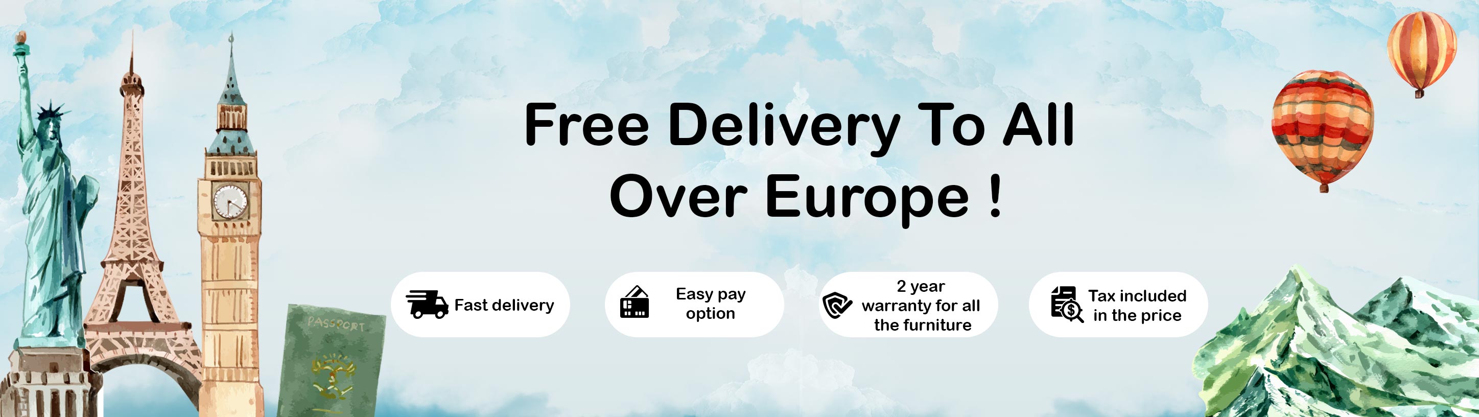 Free Delivery To All Over Europe !