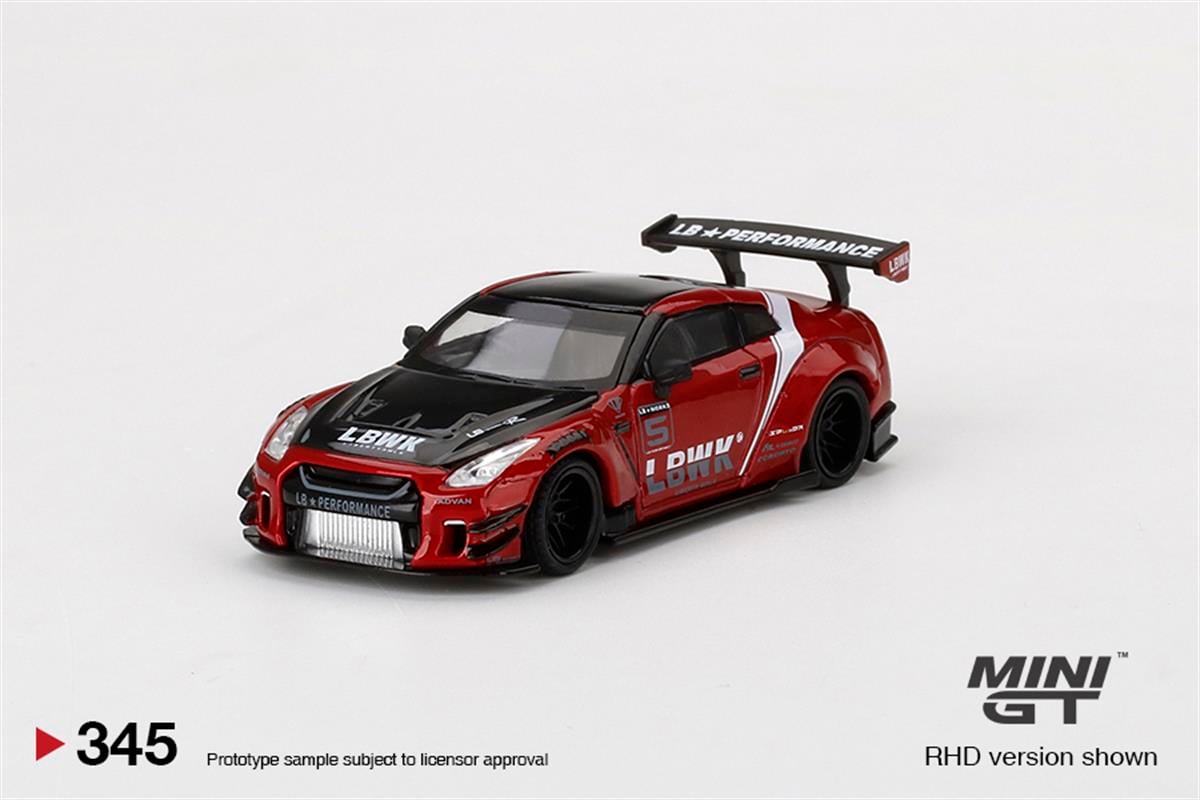 Mini GT LBWK Nissan GT-R R35 Type2 Rear Wing ver3 Red LB work