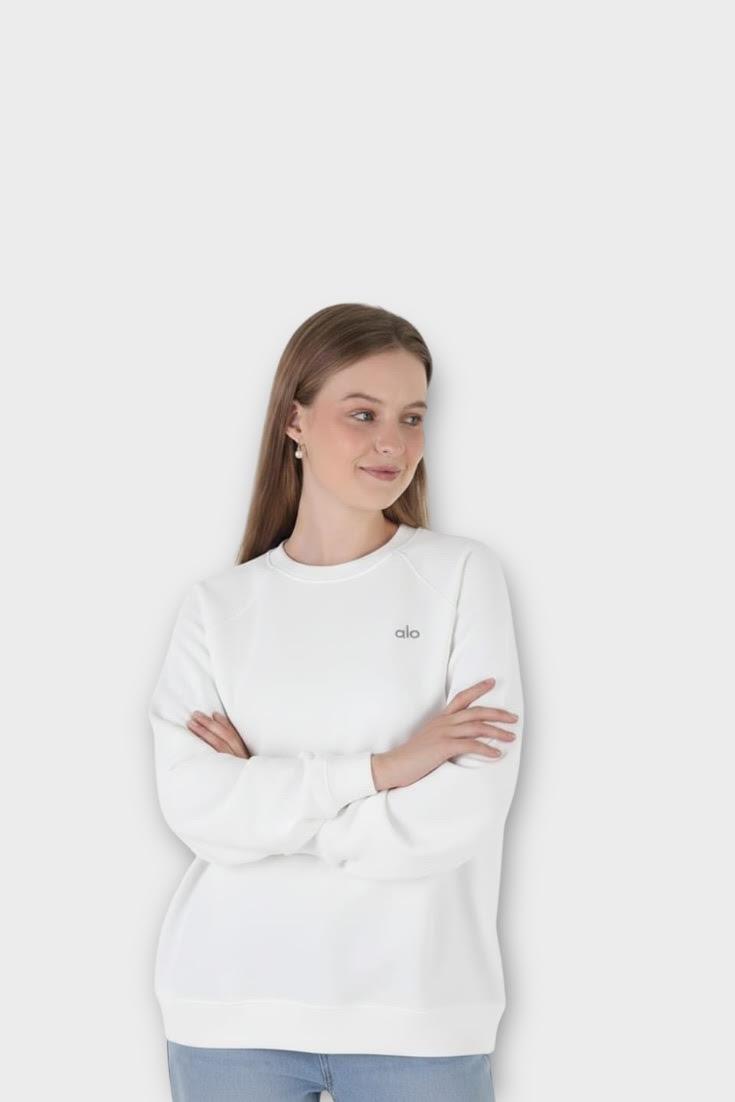 （31)alo yoga ホワイト スウェット Alo Yoga Beyaz Bisiklet Yaka Sweatshirt