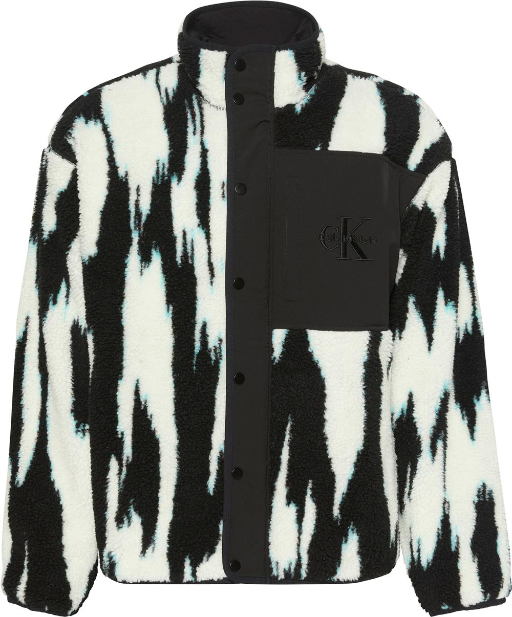 scy_324 Calvin Klein Ls Jacquard 3 Sherpa Erkek Sweatshirt