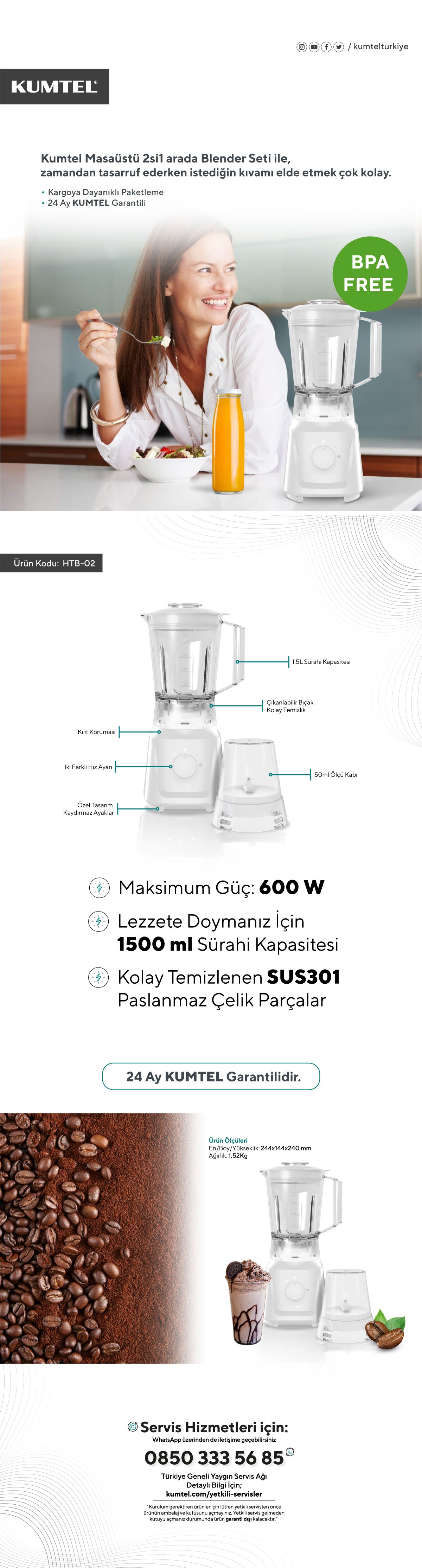 Platinum Electric Whisk Checkers Kumtel Beyaz Masa Blenderı