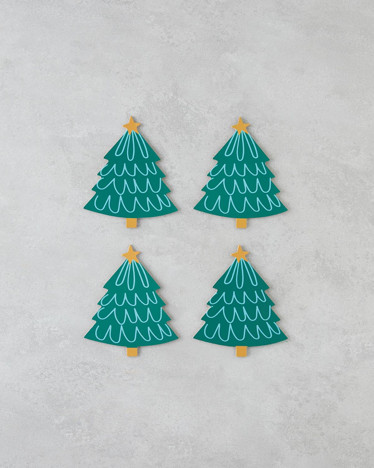 Jinglewood Ahşap 4'lü Bardak Altlığı 12x14 cm Renkli