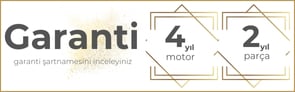 Tüm aparatlar 2 yıl,  Motor 4 yıl