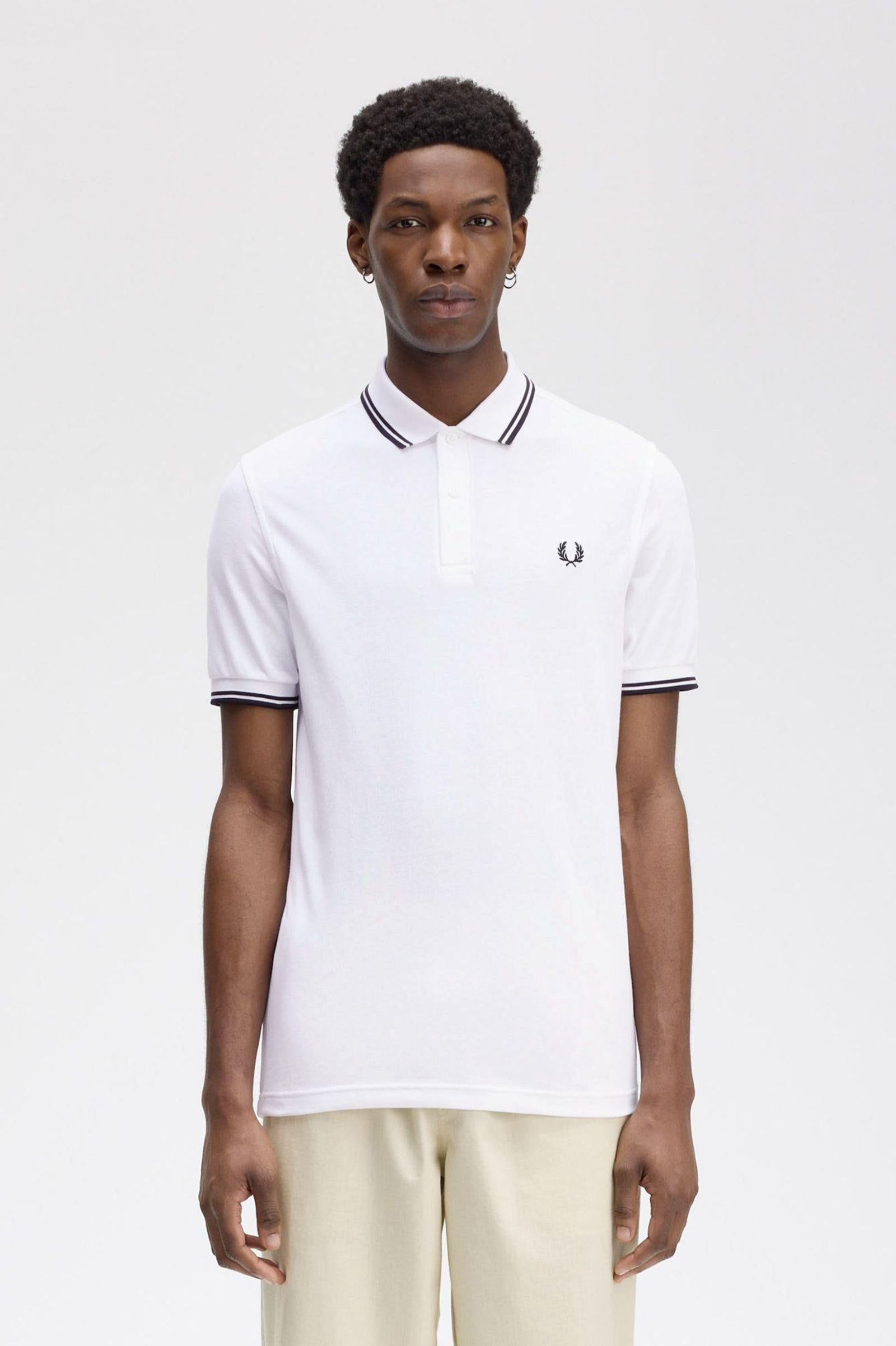 Fred Perry Dokuma Beyaz T-Shirt - M3600-200 | Wejaar
