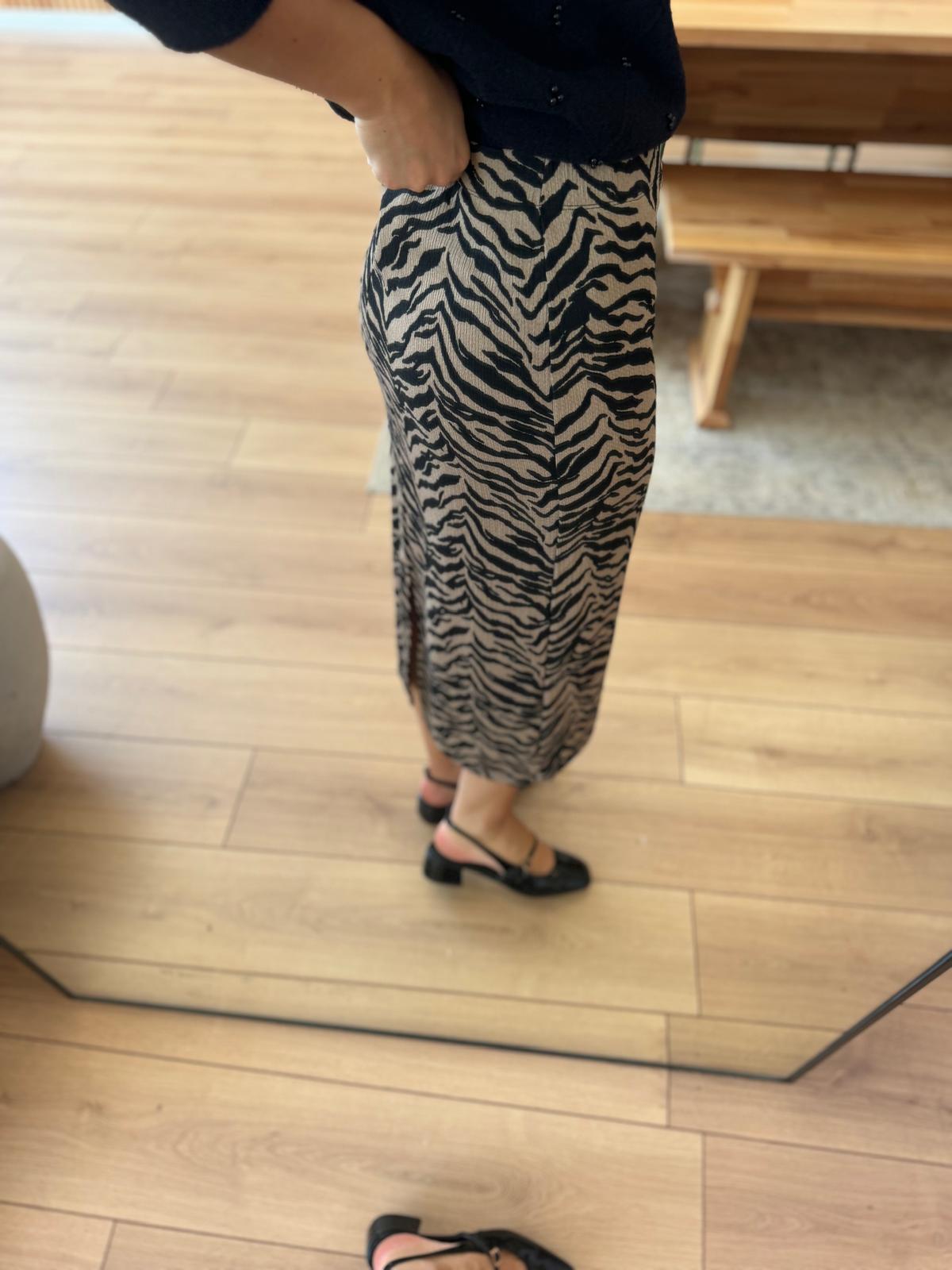 Zebra Desen Krinkıl Etek 