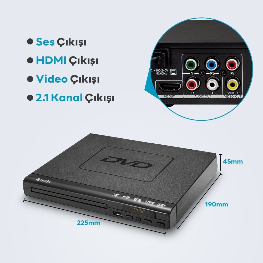 Hello HL-5483 USB-HDMI-DIVX Kumandalı DVD Player Fiyatı - Merter