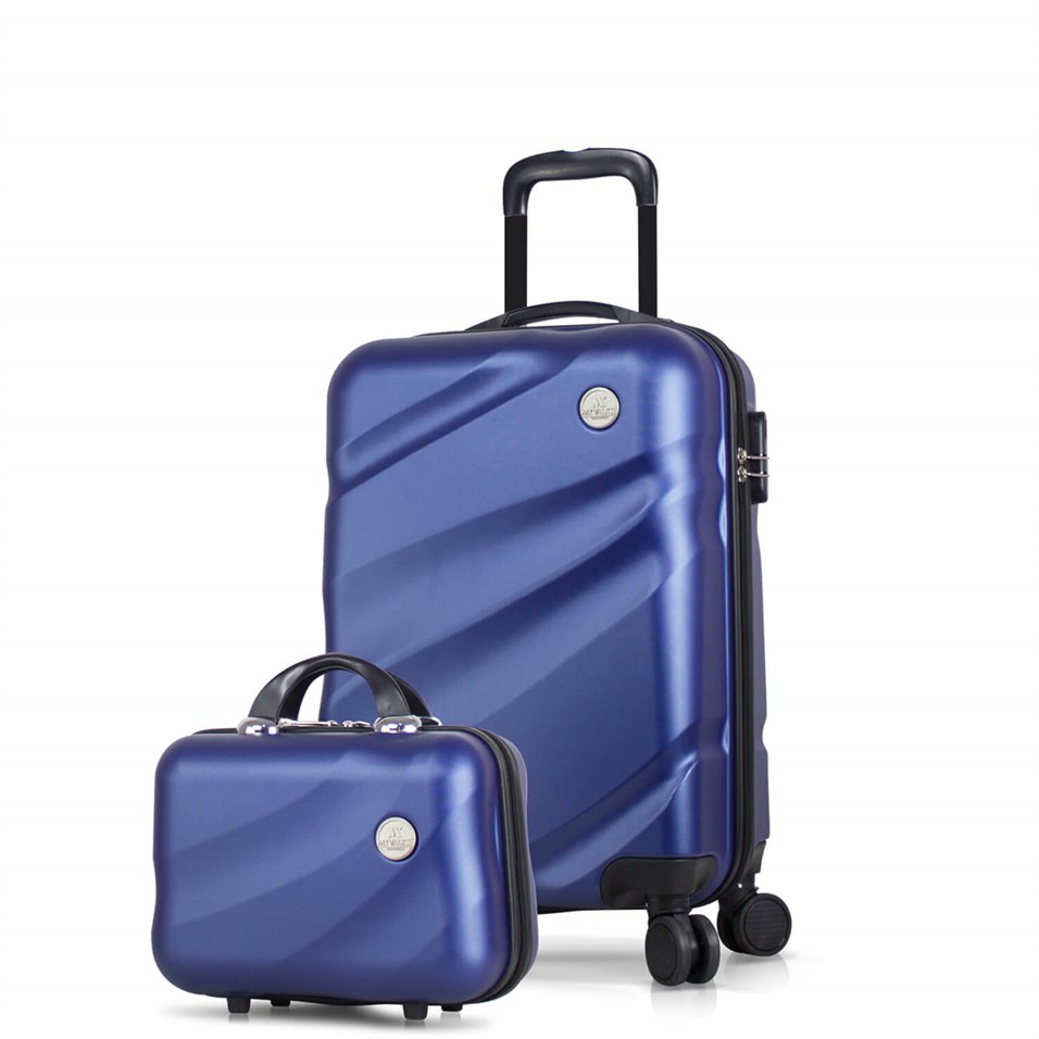 Valice My Valice ELEGANCE ABS Suitcase Set of 2 (Makeup Bag & Cabin) Navy Blue ...