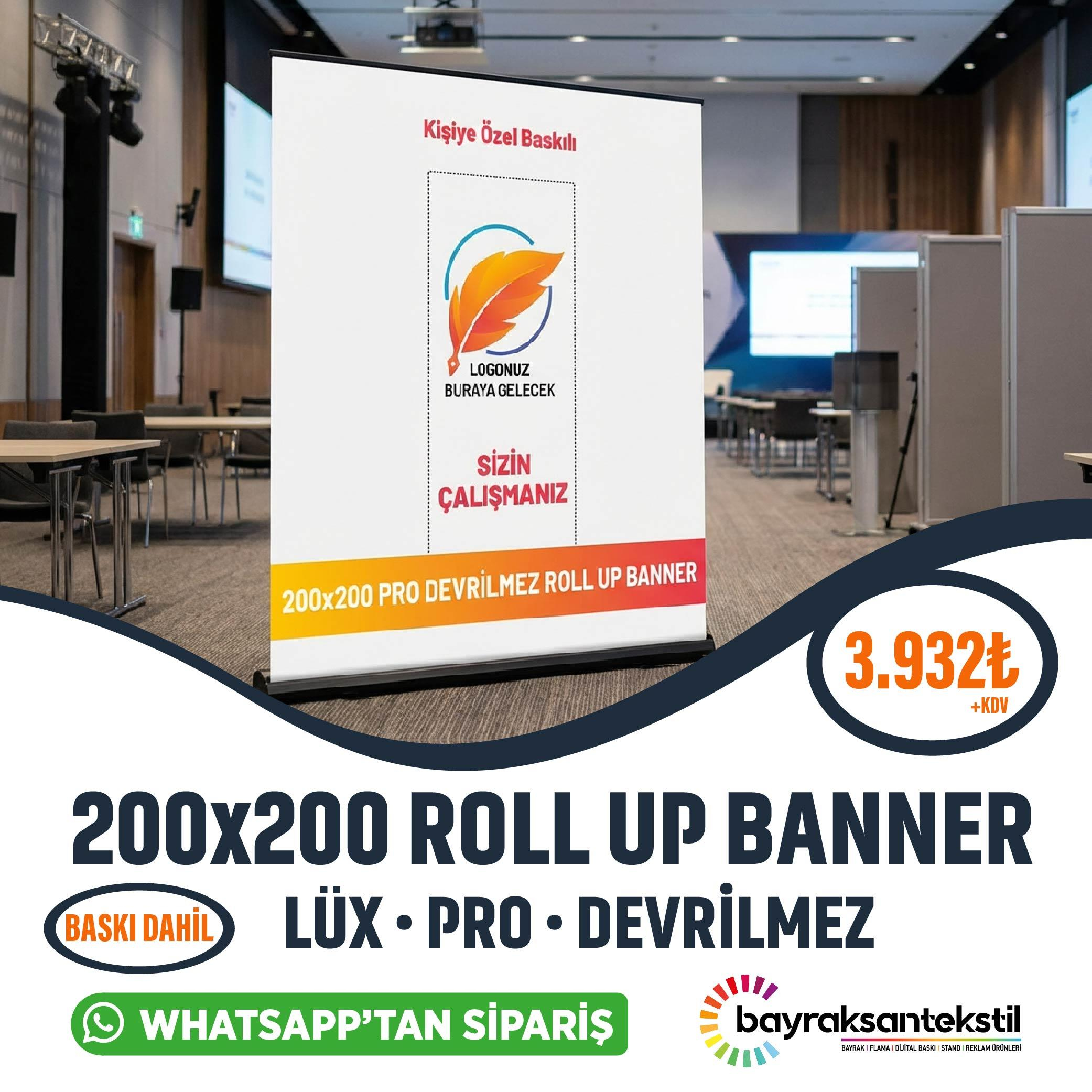 200×200 Cm Lüx Rollup Banner Pro Devrilmez Large Model - Bayraksan Tekstil