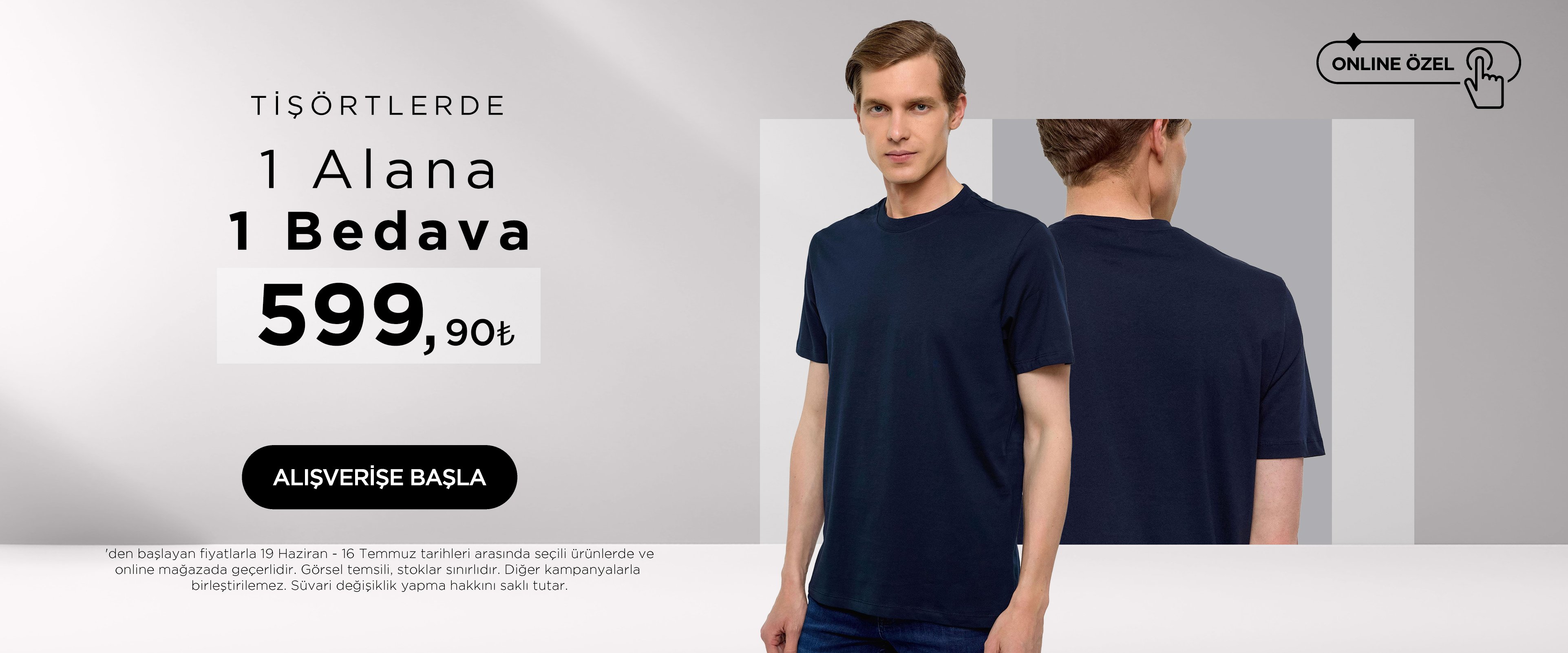 Bisiklet Yaka Tişört Bir Alana Bir Bedava 599,90 TL