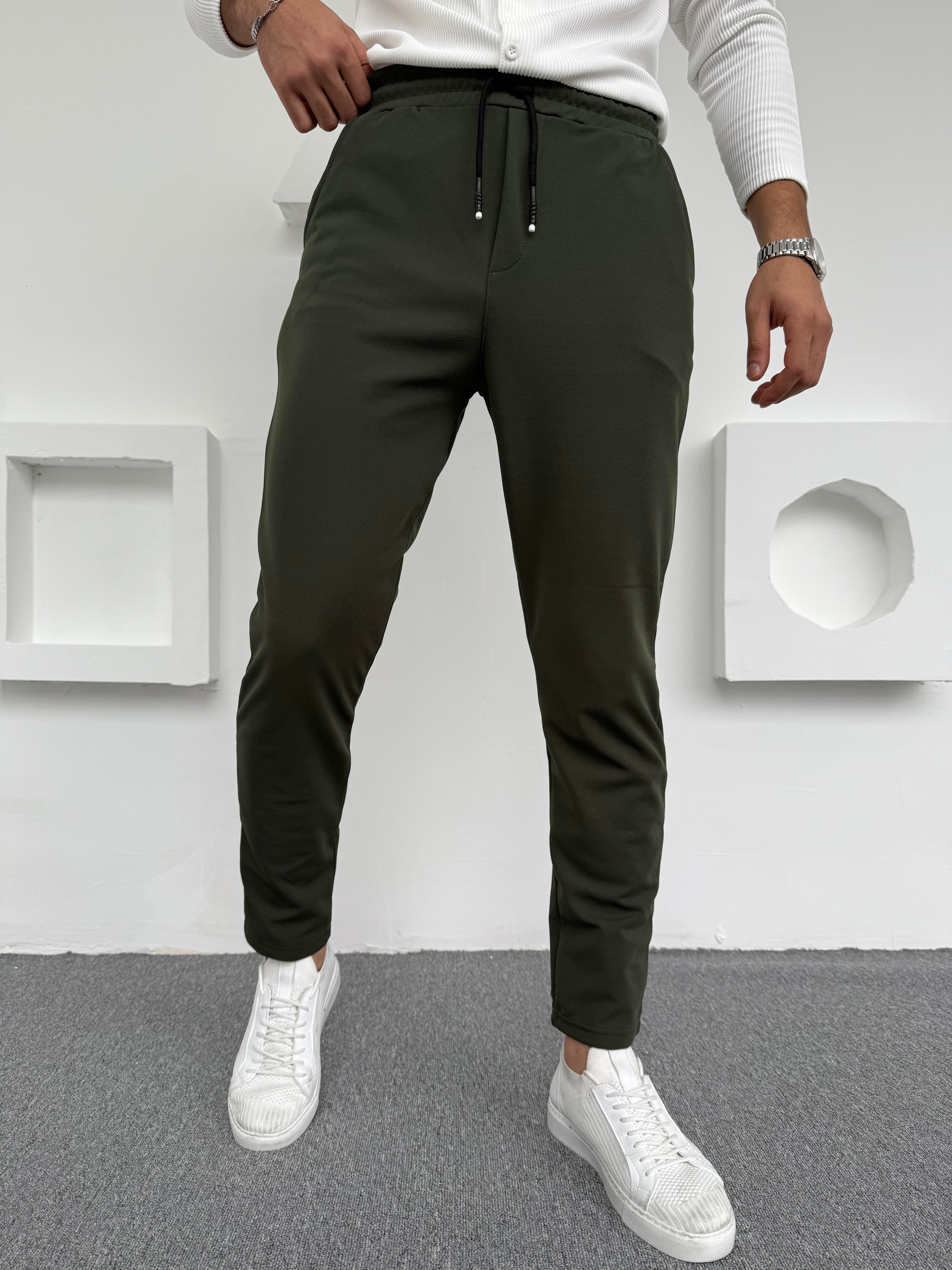 Krep Şardonlu Jogger Slimfit Pantolon Haki · 4