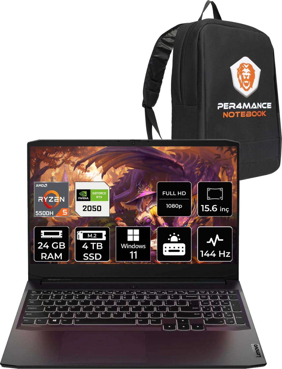 Lenovo Ideapad Gaming 3 Amd Ryzen 5 5500H 24GB 4tb SSD RTX2050/4GB