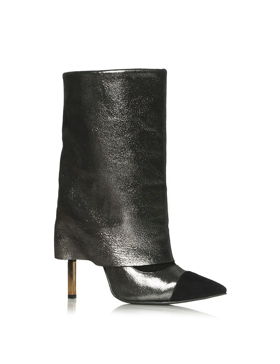 Buena Platinum Leather Women's Heeled Boot - İLVİ