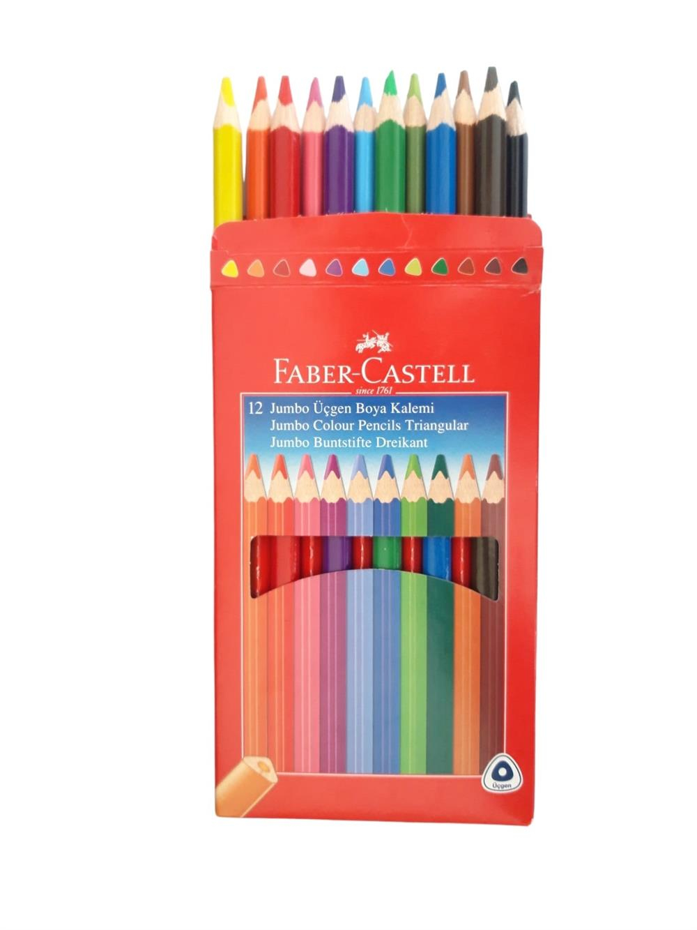 Faber Castell 12 Renk Jumbo Üçgen Kuru Boya, Ucuz Kırtasiye Ürünleri  Depo61'de
