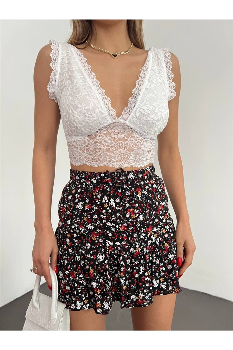 Kadın Güpür Detaylı Bralet Bluz Zyn-58409 - BEYAZ · 6