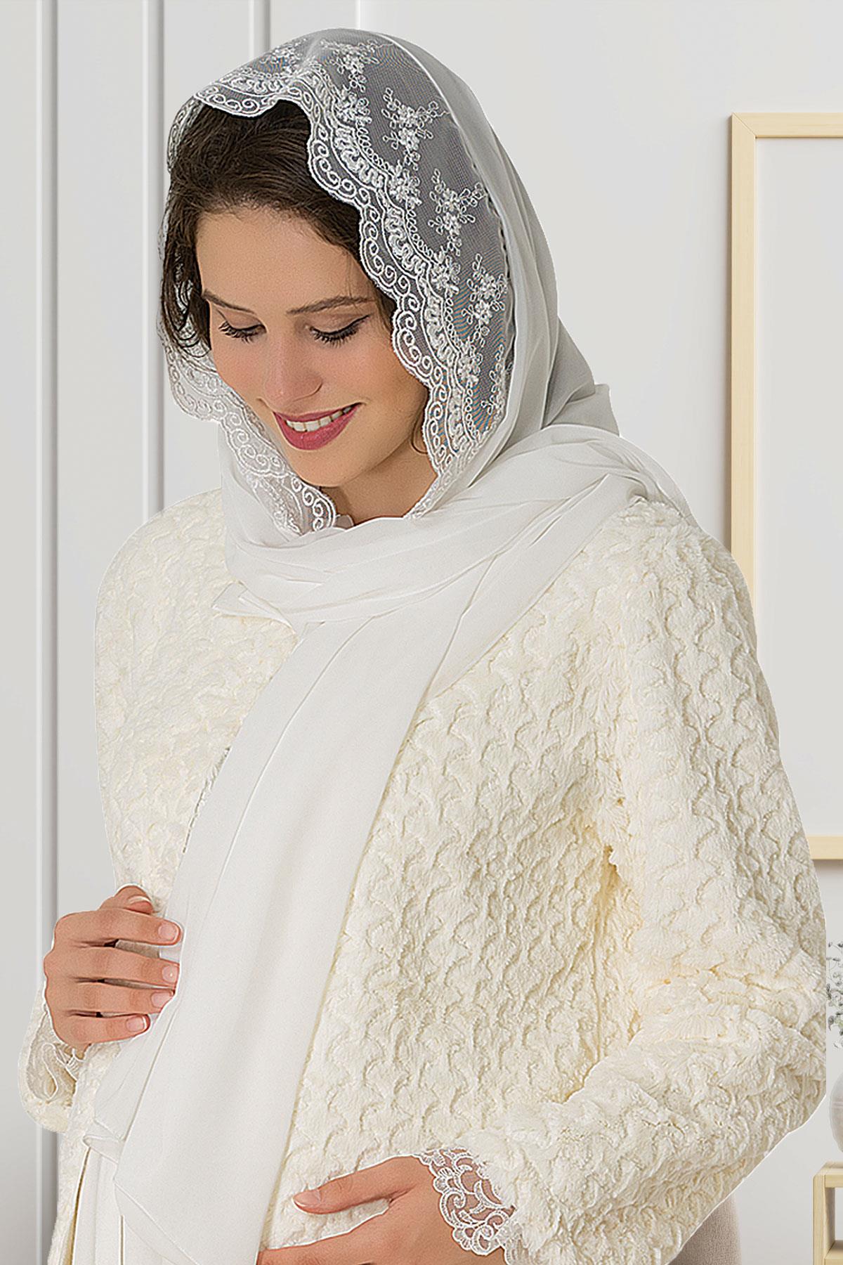 By Mecit 0021 Ekru Şifon Şal