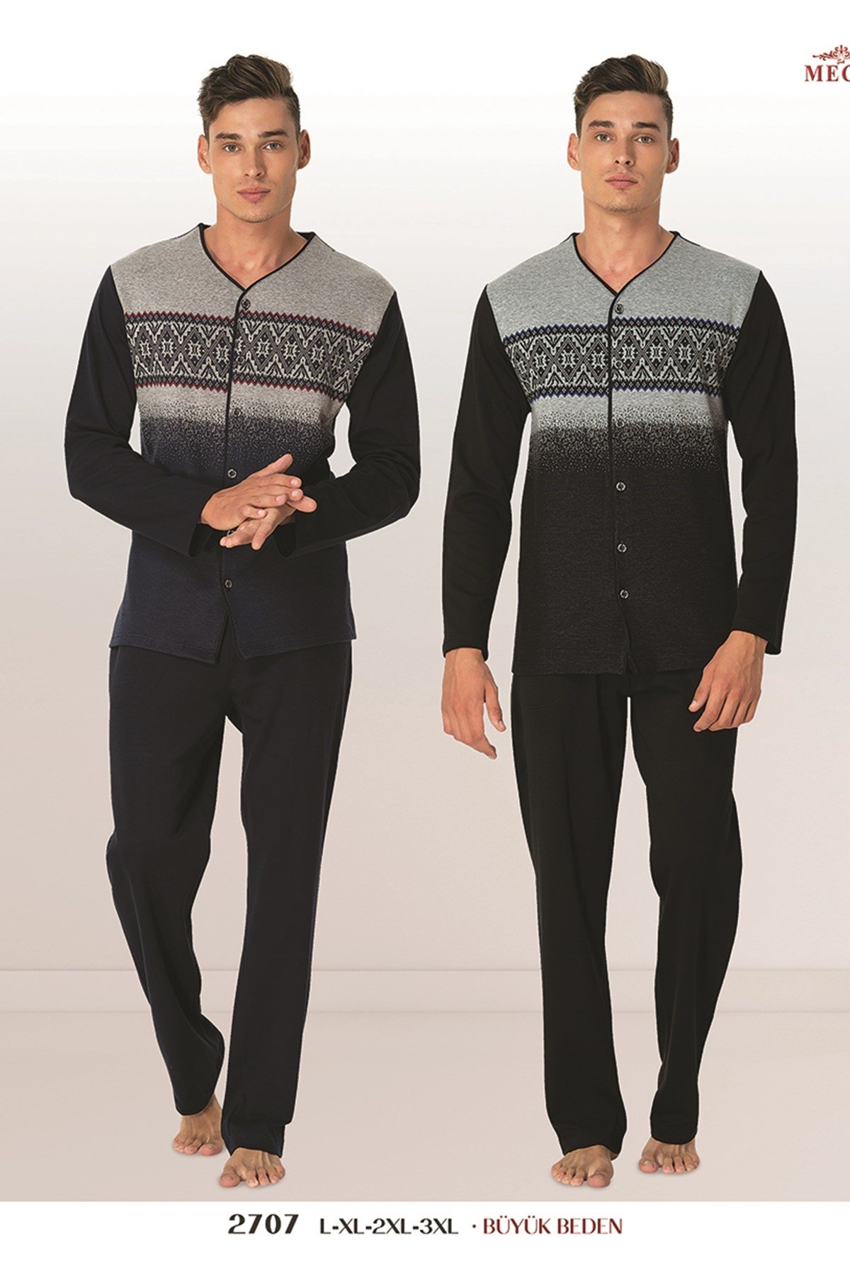 By Mecit 2707 Büyük Beden Erkek Pijama Takımı