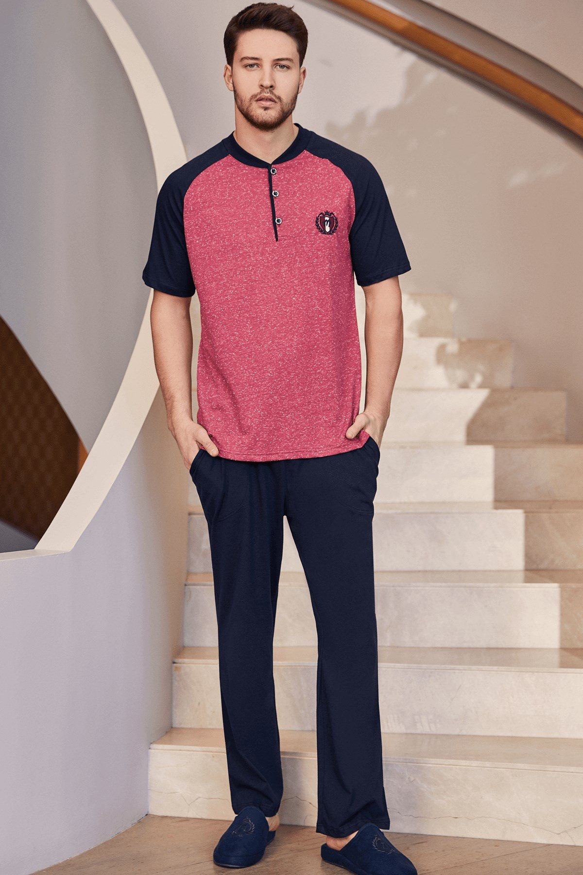 By Mecit 2754 Bordo Kısa Kollu Erkek Pijama Takımı