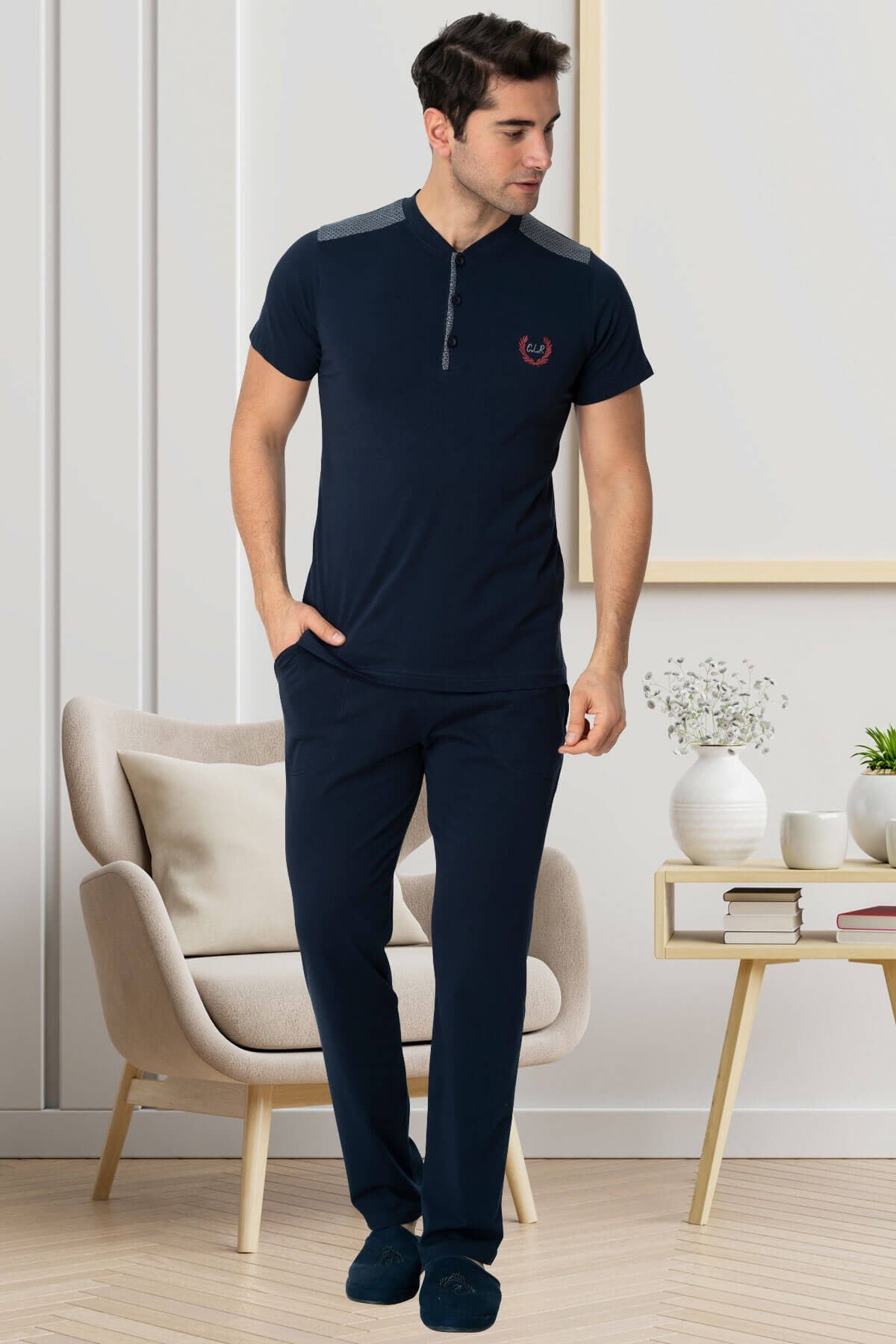 By Mecit 2773 Lacivert Kısa Kollu Erkek Pijama Takımı