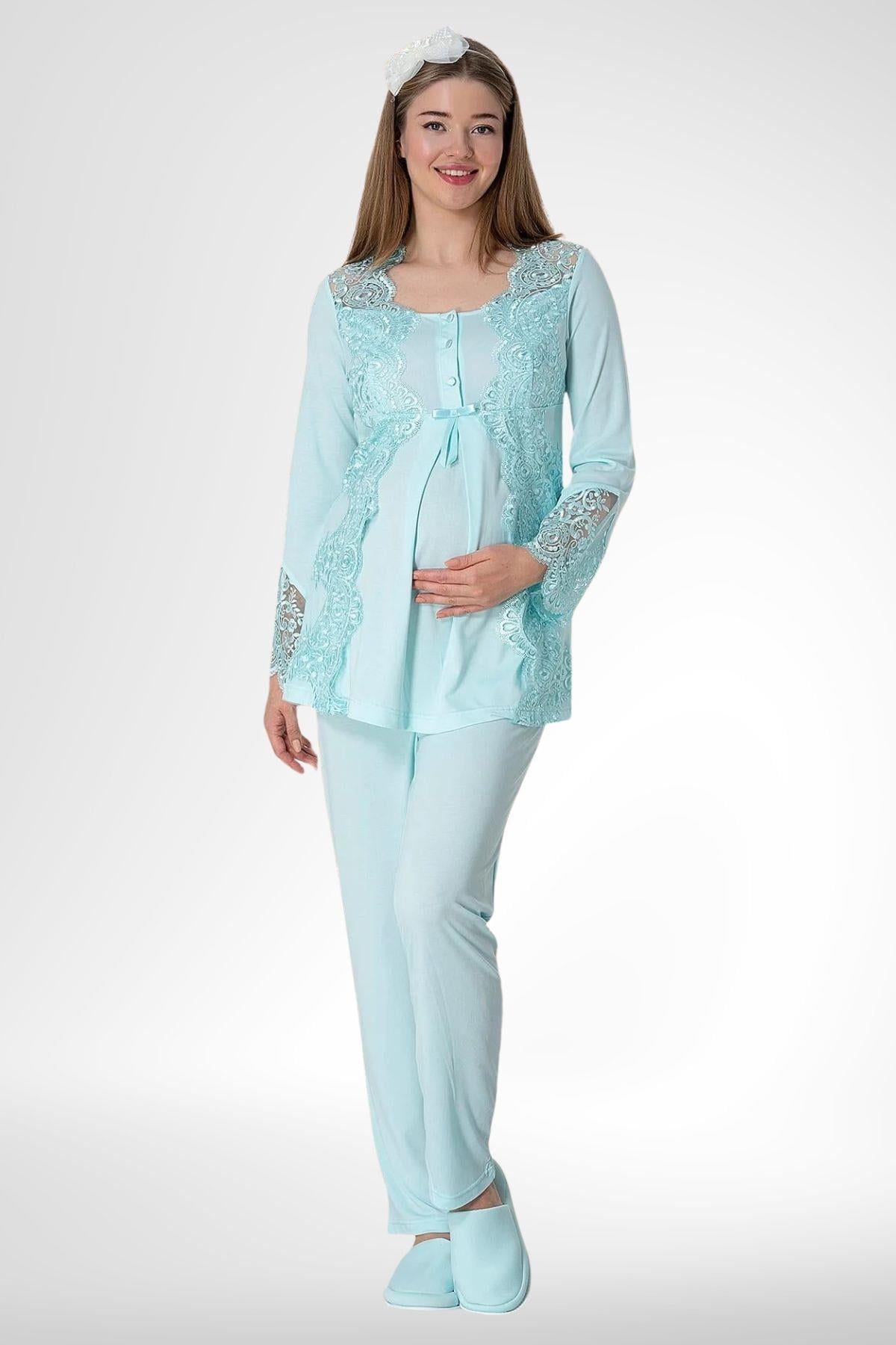 By Mecit PijamaBy Mecit 5015 Turkuaz Lohusa Pijama Takımı