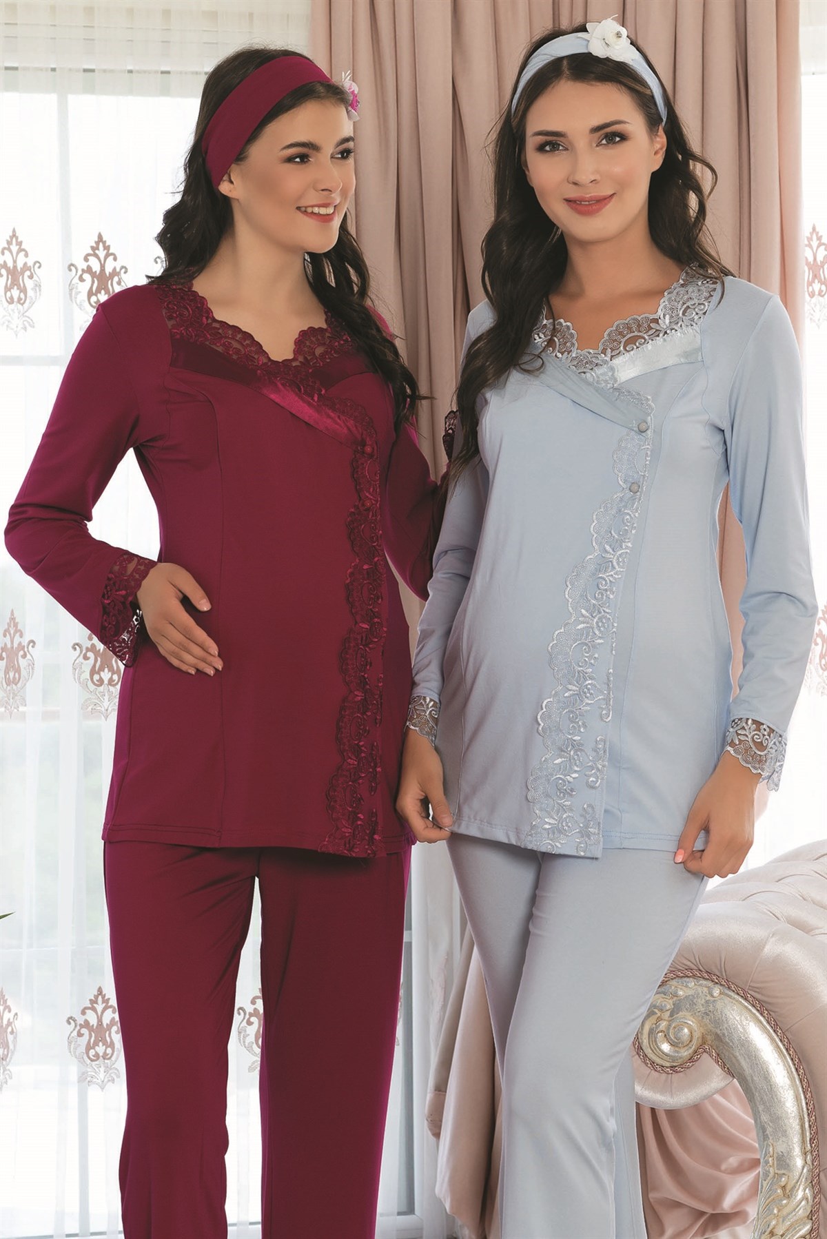 By Mecit 5114 Kruvaze Lohusa Pijama Takımı