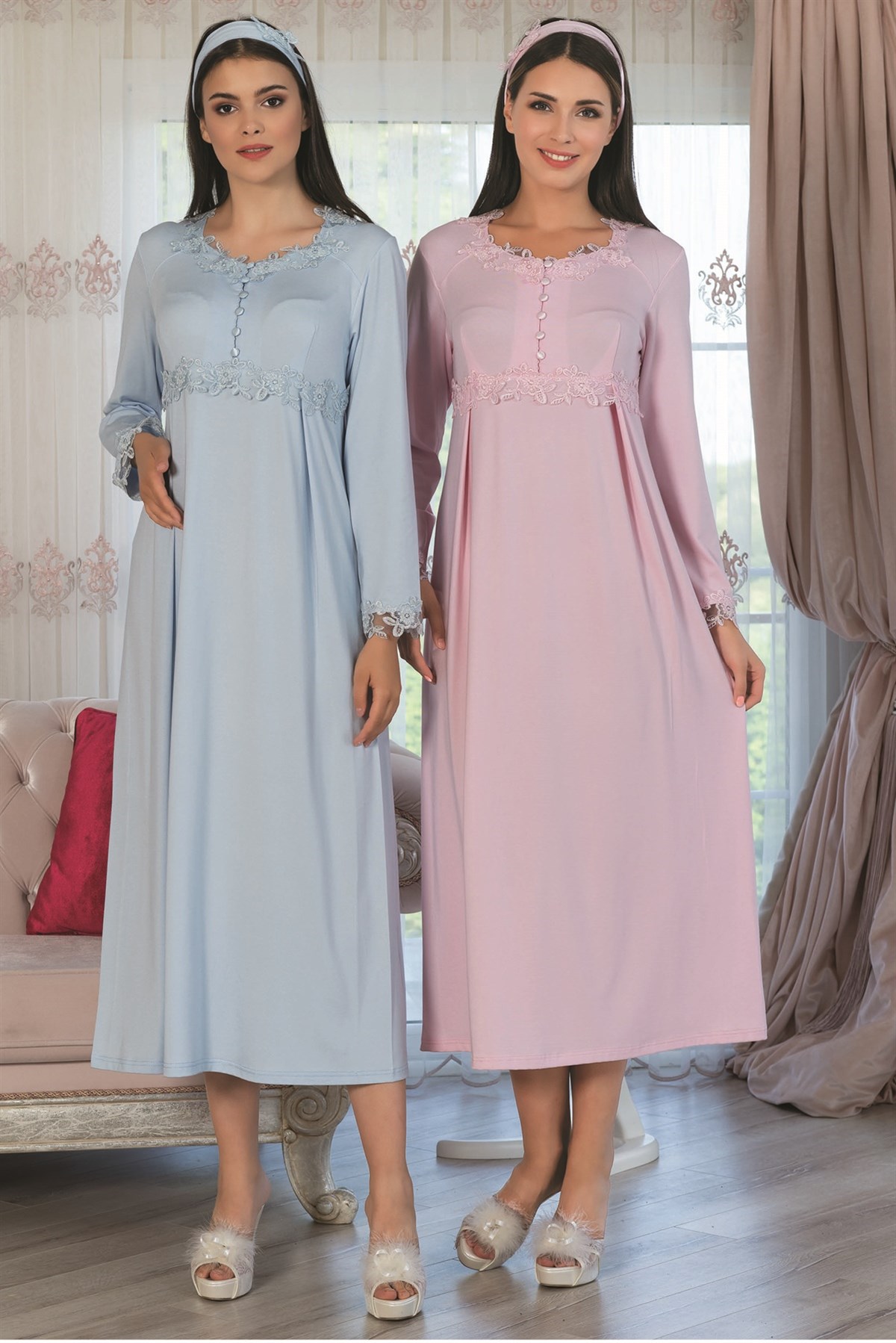 By Mecit 5125 Güpürlü Lohusa Gecelik