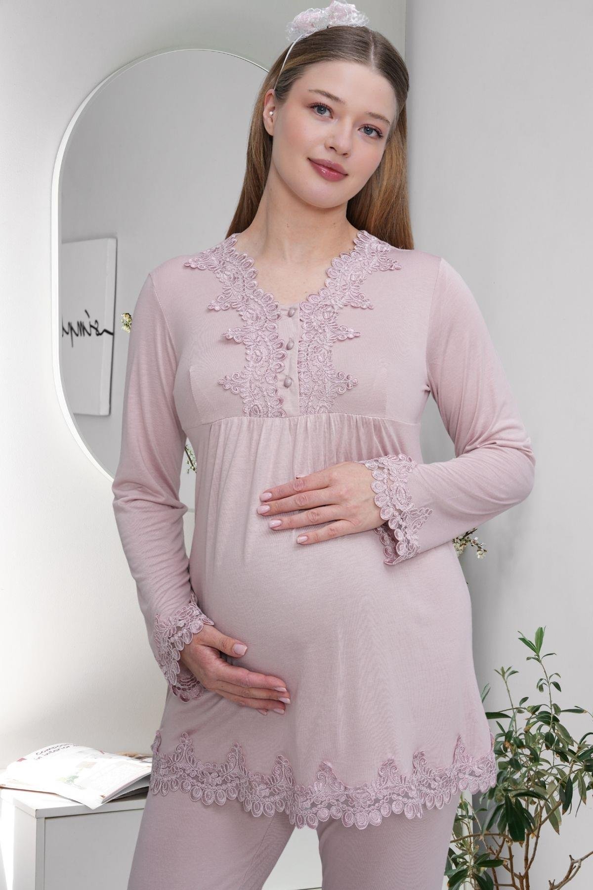 Mecit PijamaMecit 1501 Gül Kurusu Hamile Lohusa Pijama Takımı
