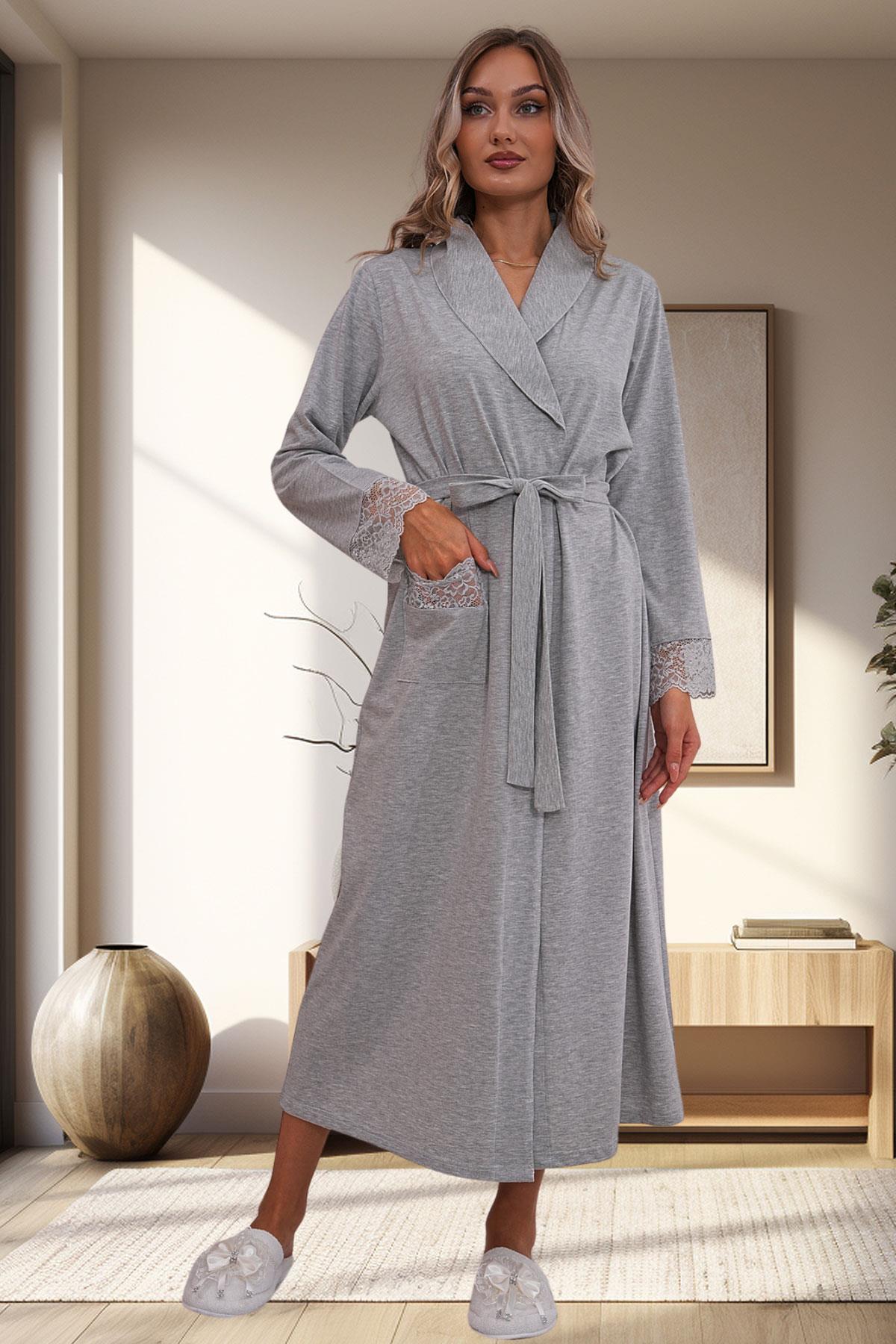 Mecit PijamaMecit 1543 Gri Büyük Beden Kadın Sabahlık