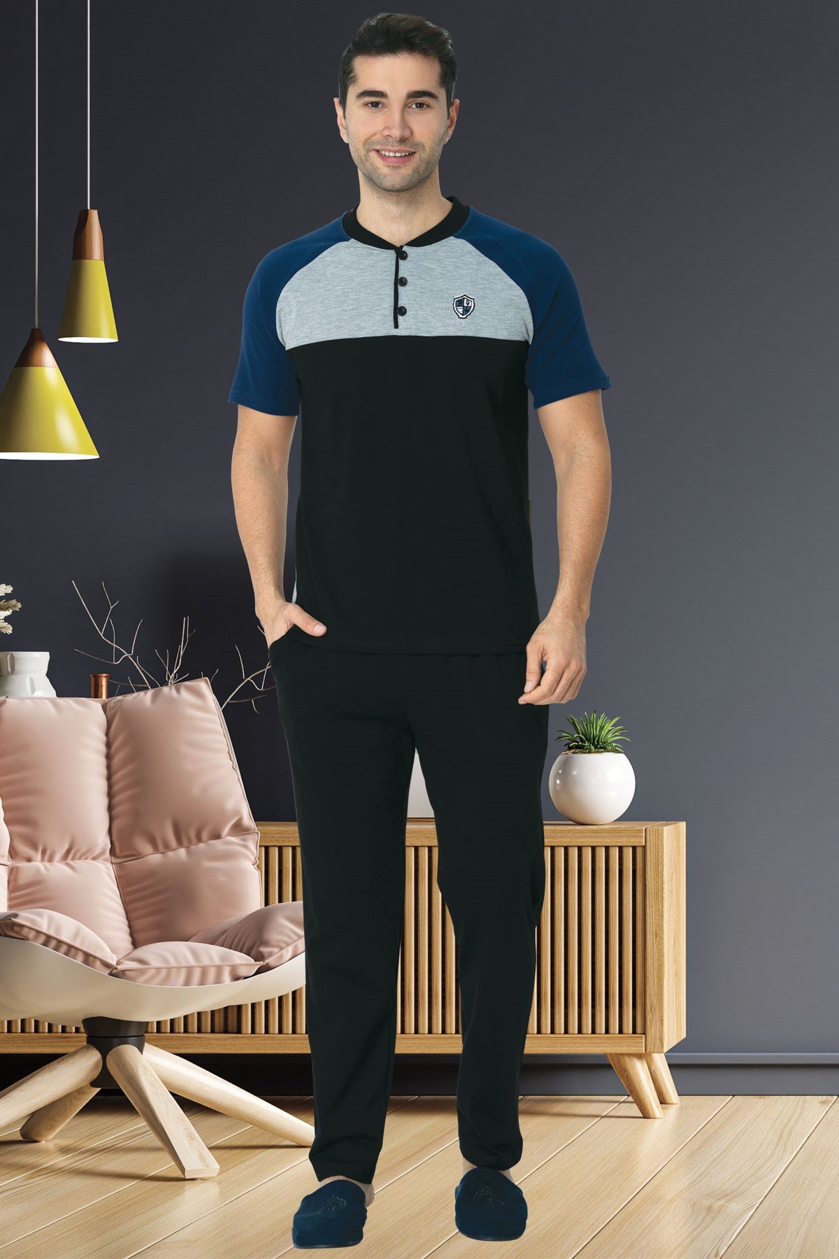 Mecit 2781 Büyük Beden Erkek Kısa Kollu Pijama Takımı