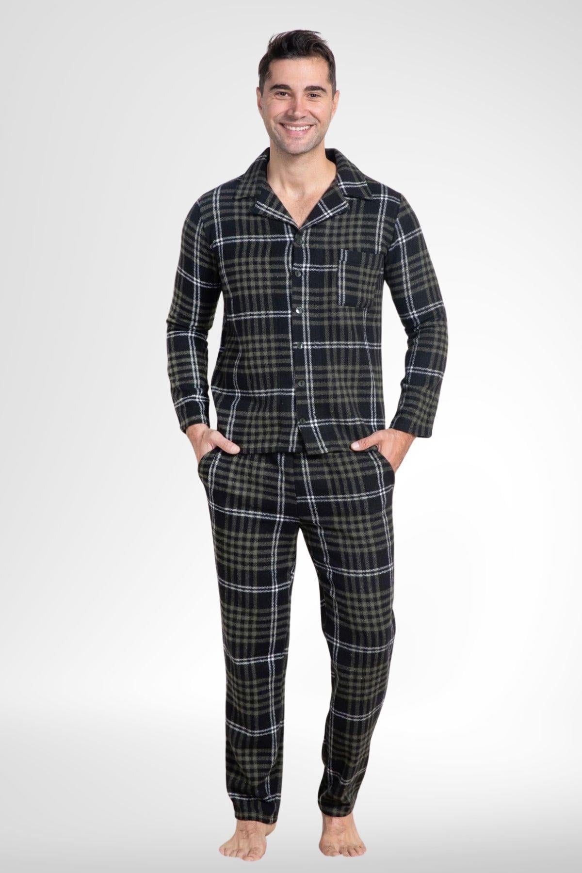 MECİT PİJAMAMecit 2950 Yeşil Ekoseli Büyük Beden Kışlık Erkek Pijama Takımı