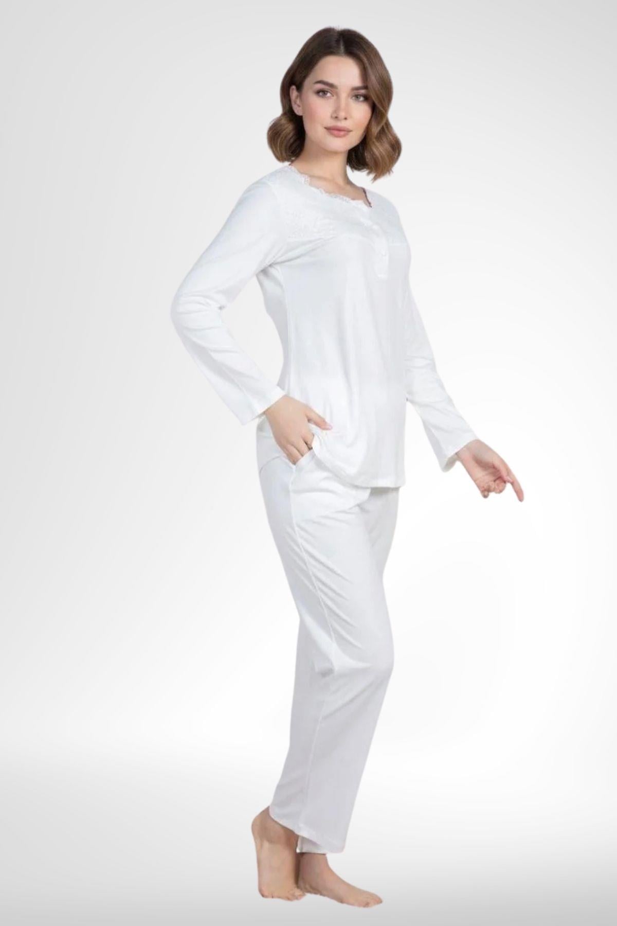 MECİT PİJAMAMecit 6104 Ekru Kadın Büyük Beden Pijama Takımı