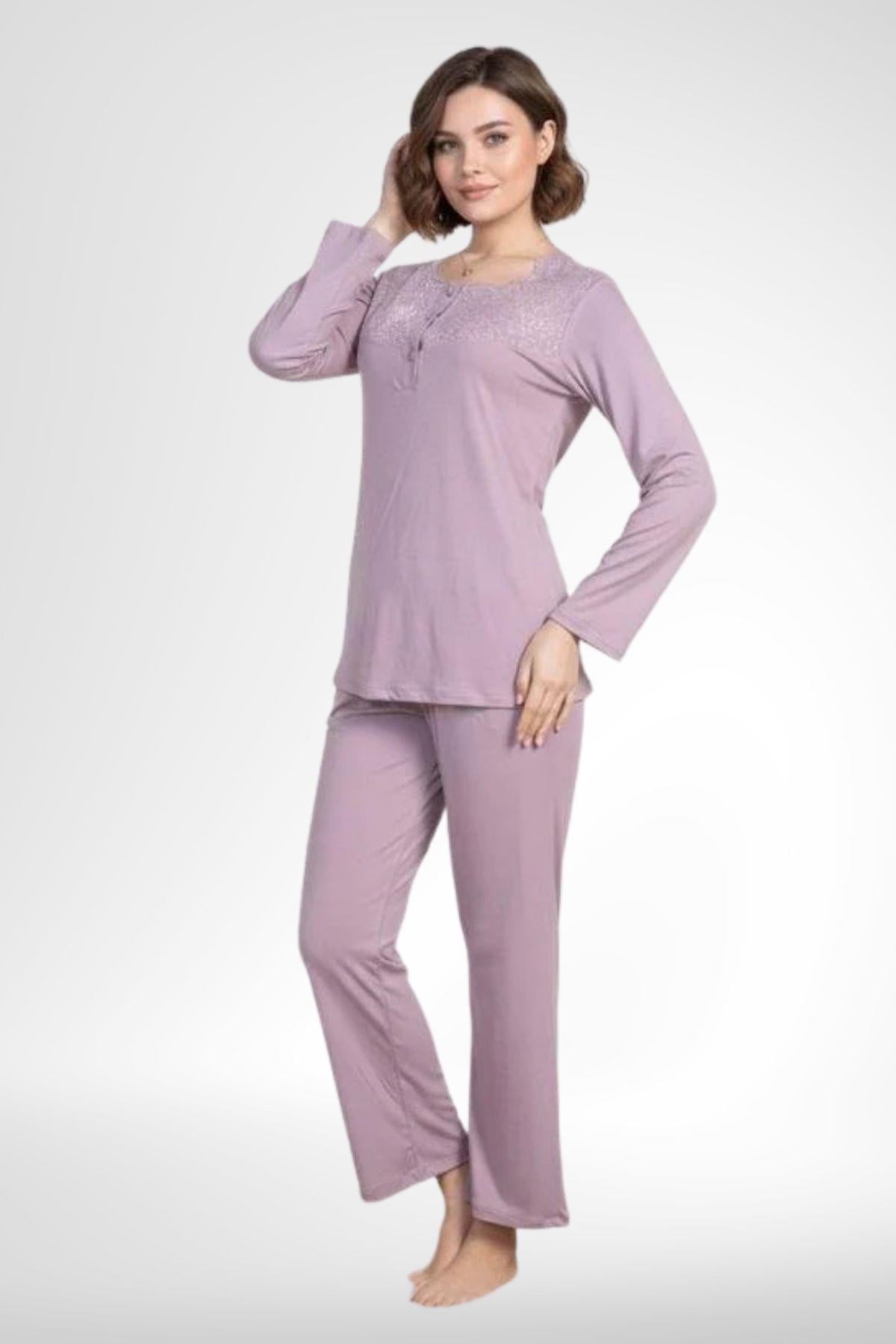 MECİT PİJAMAMecit 6104 Gül Kurusu Kadın Büyük Beden Pijama Takımı