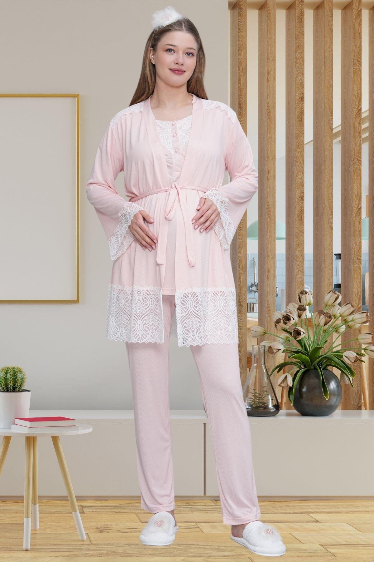 Mecit PijamaMecit 6203 Pembe Sabahlıklı Lohusa Pijama Takımı