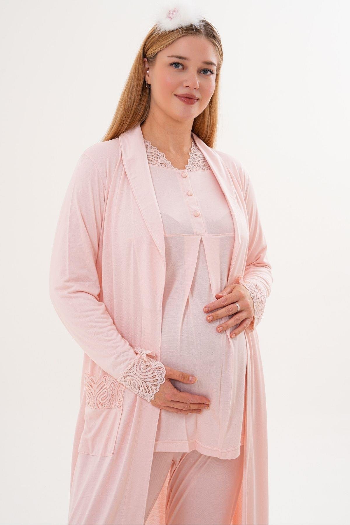 MECİT PİJAMAMecit 6330 Pudra Sabahlıklı Lohusa Pijama Takımı