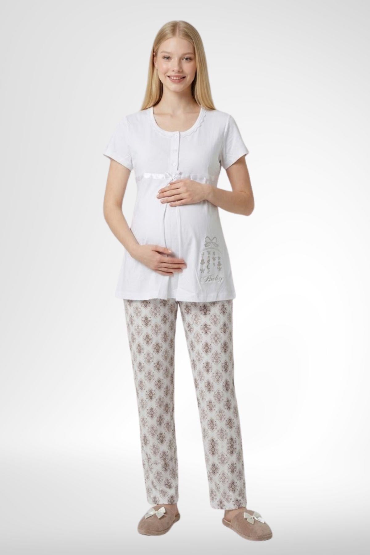 MECİT PİJAMAMecit 6350 Ekru Hamile Lohusa Pijama Takımı