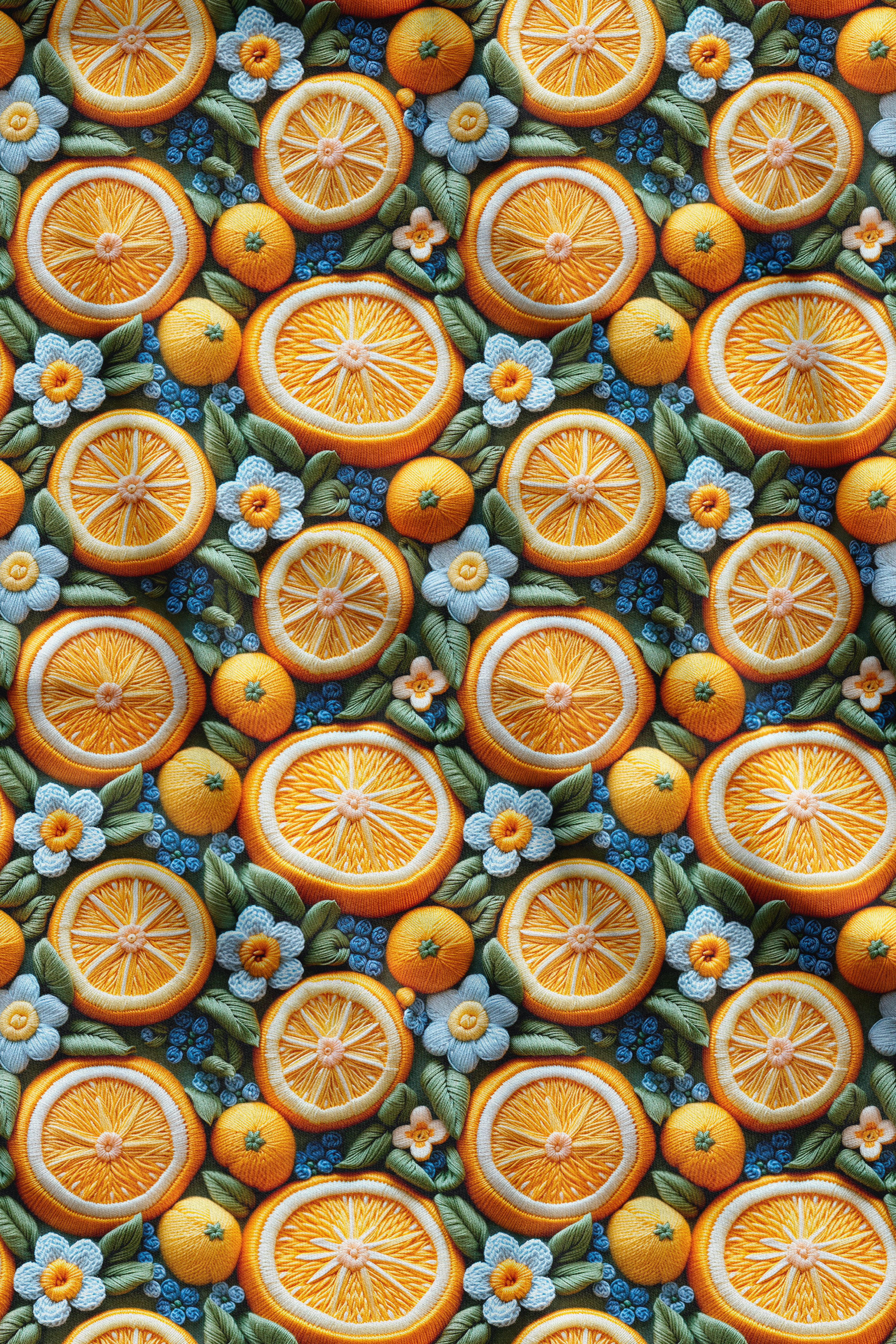 3D Çiçekli Limon Desenli Dijital Baskılı Kumaş