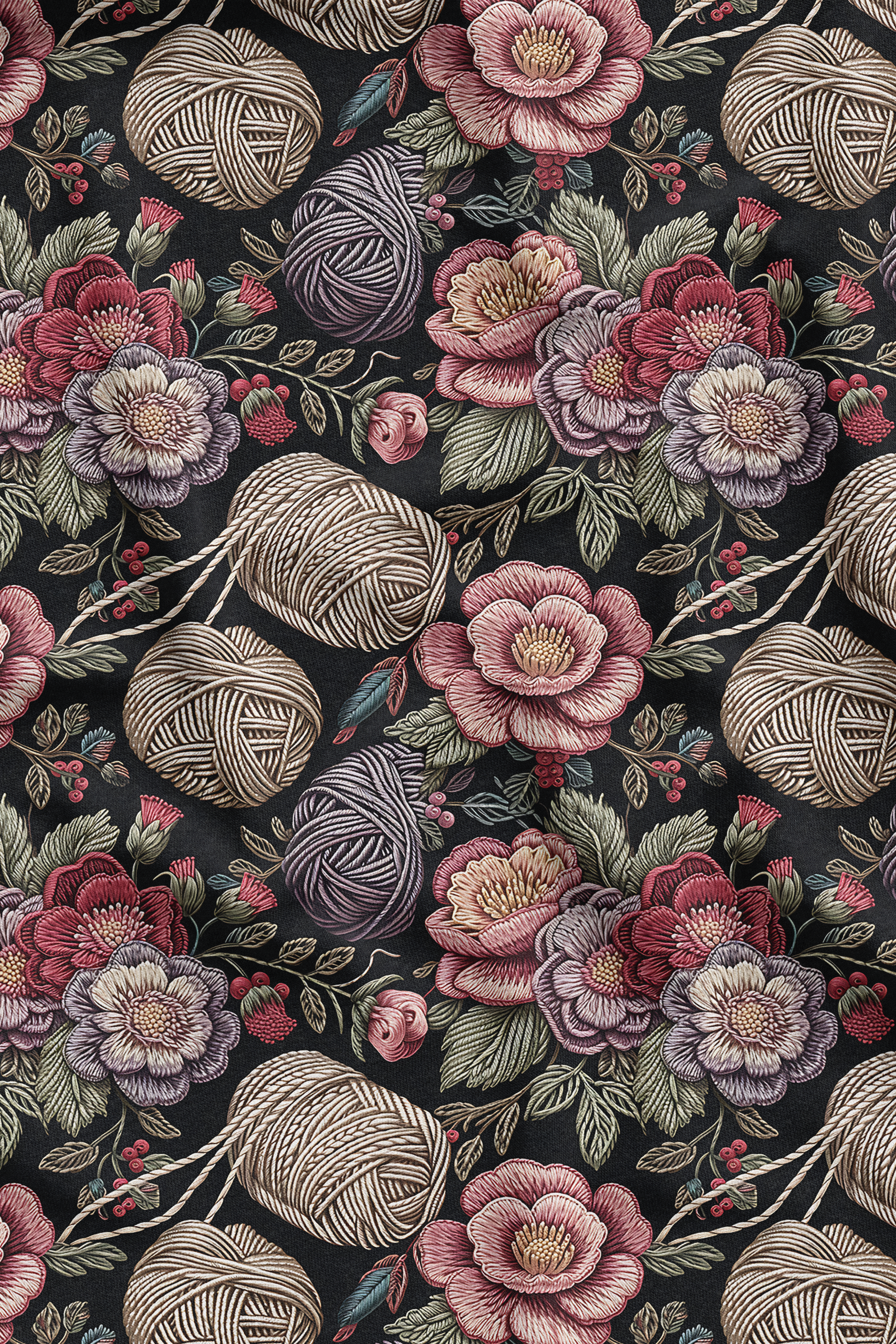 3D İplik Çiçek Desenli Dijital Baskılı Kumaş